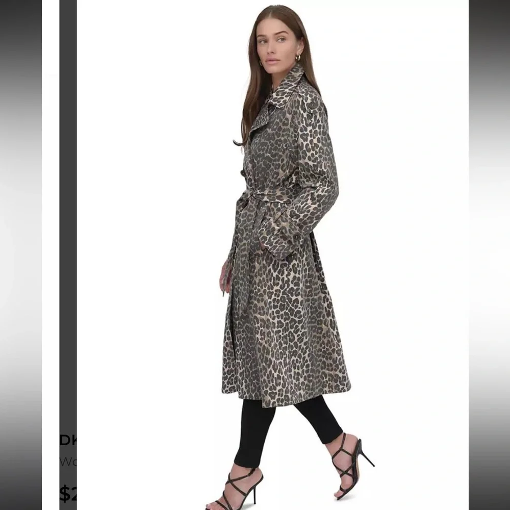 DKNY Leopard Print Trench Coat - Picture 4 of 7